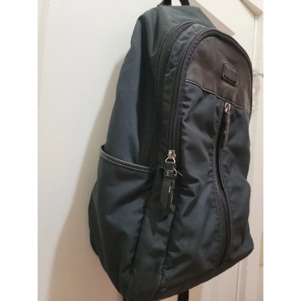 COACH Varick Black Logo Nylon Backpack Slingbag Leather Trim
